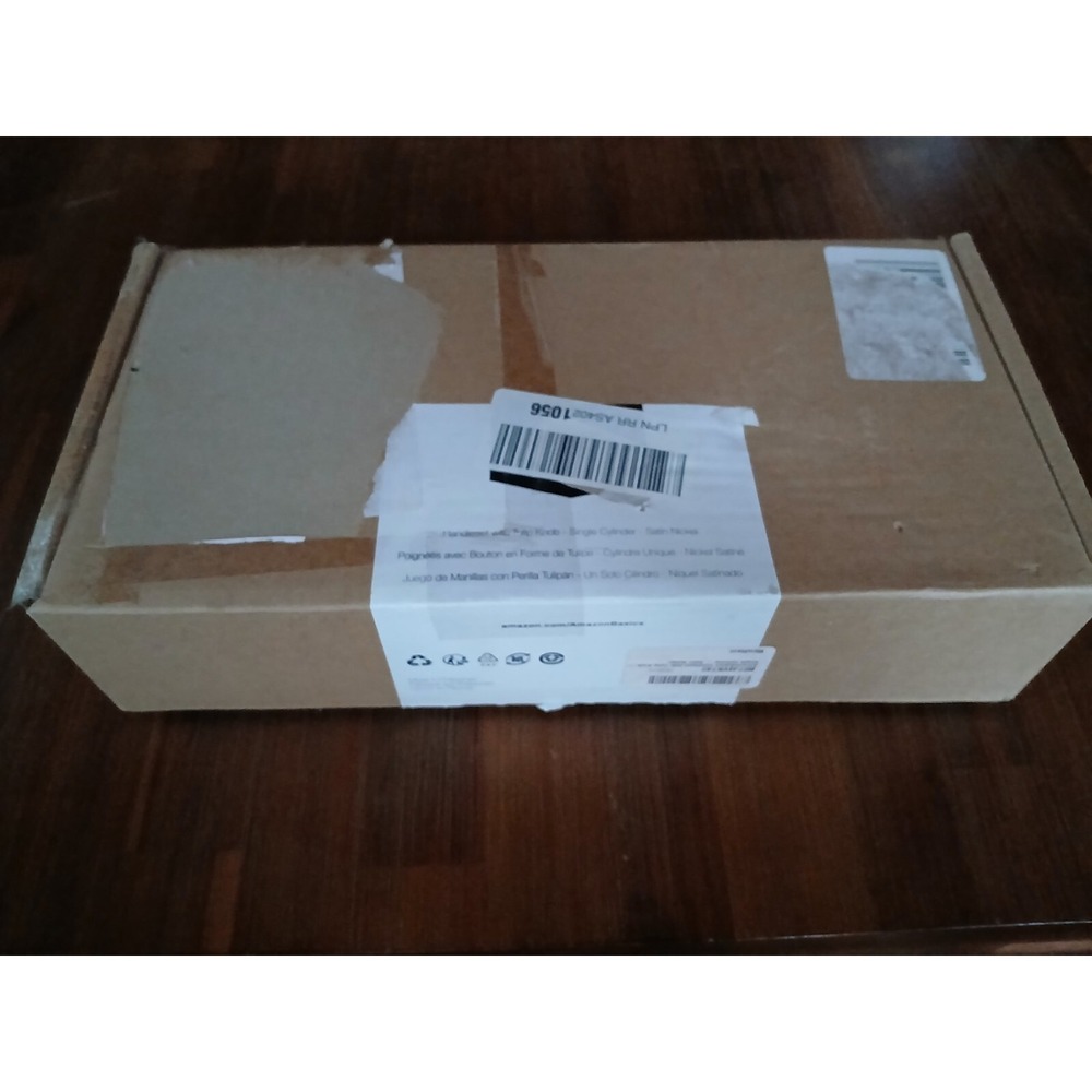 Amazon basics Handleset with Tulip Knob - Single‎ Cylinder - Stain Nickel  A5
